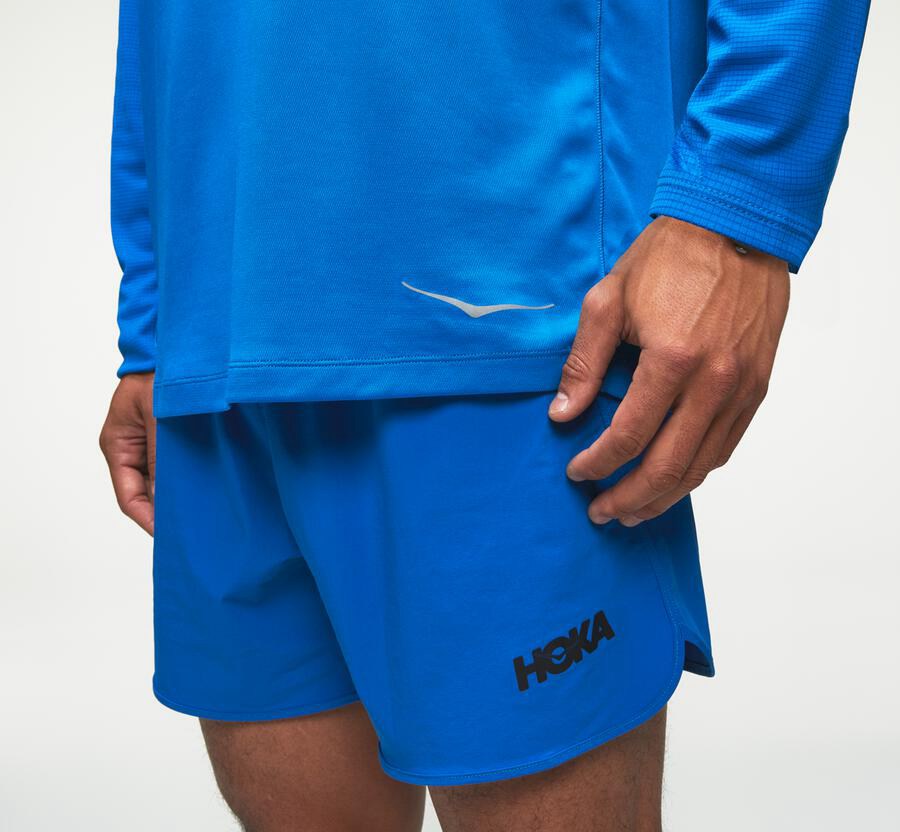 Hoka One One Top Panske Modre - Performance Dlho Sleeve - 17894-ISFQ